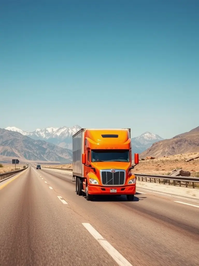 A moving truck driving on a highway with Mount Fuji in the distance, symbolizing long-distance moving services across Japan.